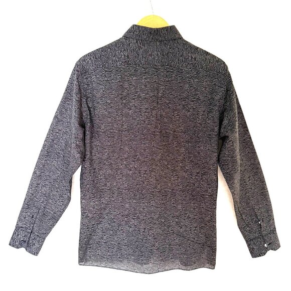 size 43/17 Lanvin Mens Long Sleeve Button-Up Shirt Abstract Pattern Black & Whit - Picture 3 of 7